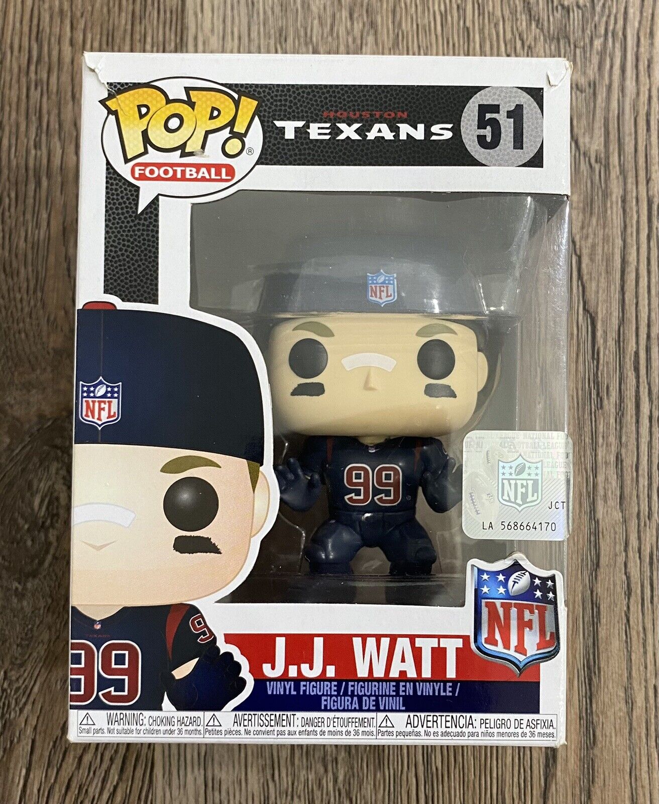 Funko Pop NFL Houston Texans: J.J. Watt #51 (Wave 4) Color Rush BOX DAMAGE