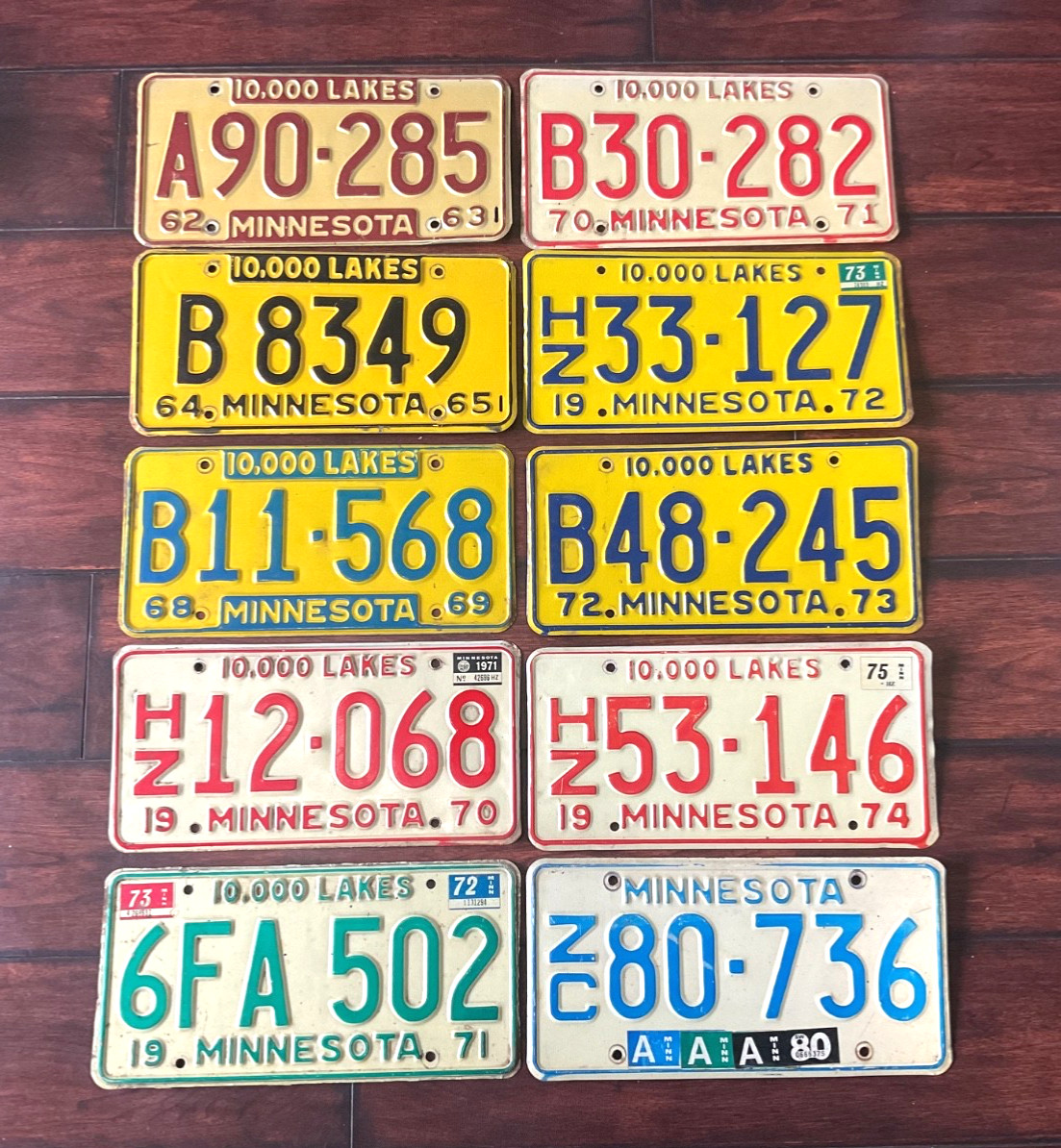 RARE LOT OF 10 MINNESOTA LICENSE PLATE PLATES 1962 1963 1964 1965 1968 1969 1970