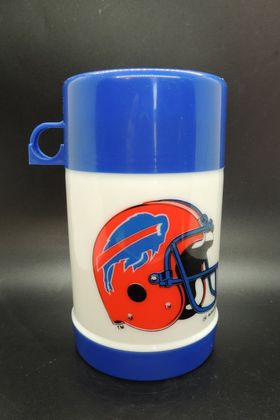 Vintage Buffalo Bills Plastic Thermos 1990s Football Red Helmet Collectible