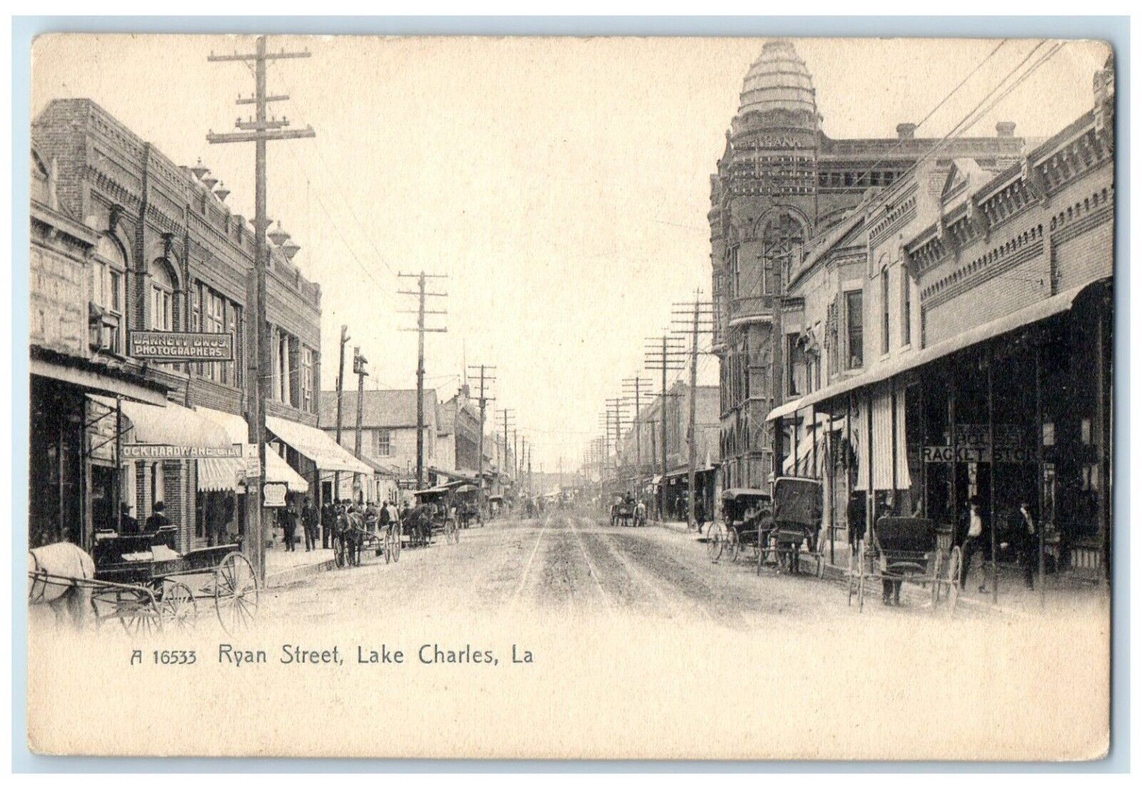 c1905 View Of Ryan Street Barnett Photographers Lake Charles Louisiana Postcard