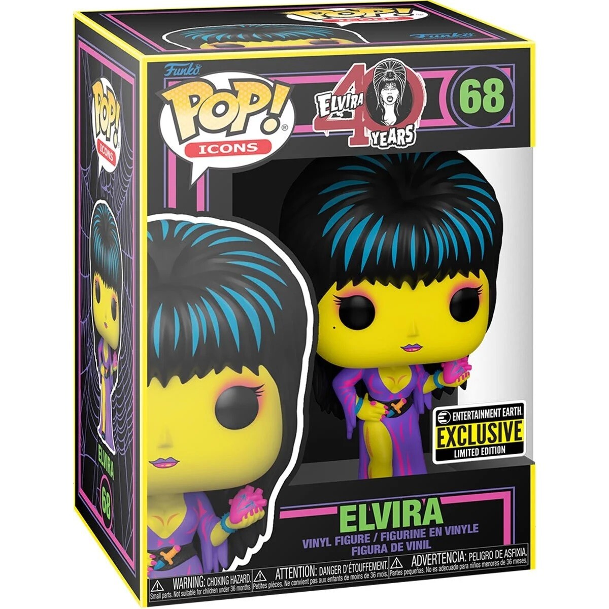 Elvira Black Light Funko Pop Vinyl Figure #68 - Entertainment Earth Exclusive Elvira Black Light Funko Pop Vinyl Figure #68 - Entertainment Earth Exclusive
