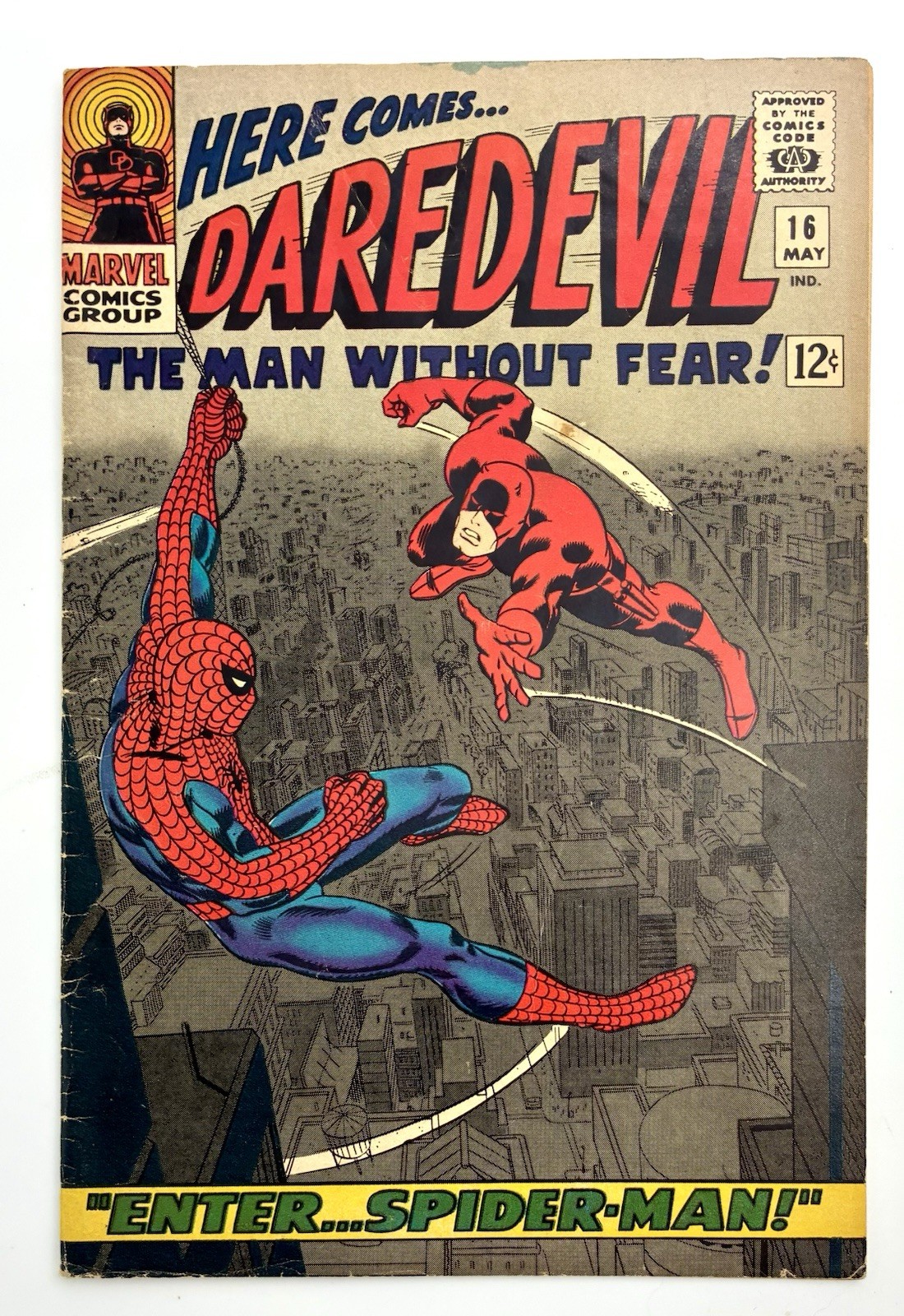 Daredevil #16 1966 5.5 F- π 1st Spider-Man art John Romita Sr. Daredevil #16 1966 5.5 F- π 1st Spider-Man art John Romita Sr.