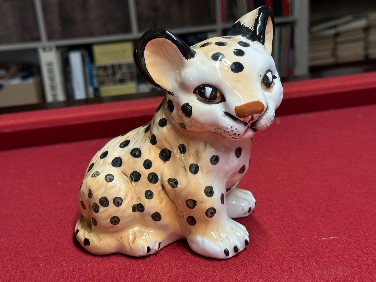 Vintage Hand Painted Ceramic Leopard Cub Figurine Sitting 6 in Mid Century Vintage Hand Painted Ceramic Leopard Cub Figurine Sitting 6 in Mid Century