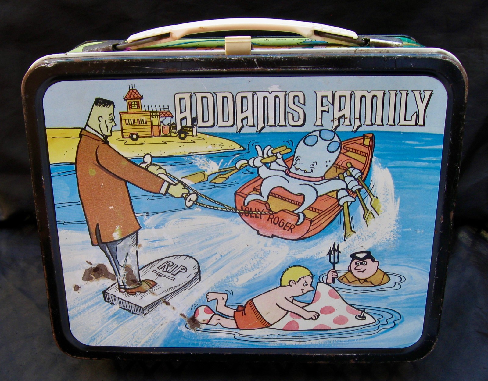 Vintage ADDAMS FAMILY Lunchbox - TV Cartoon (1974) C-7.5 Nice  No Thermos
