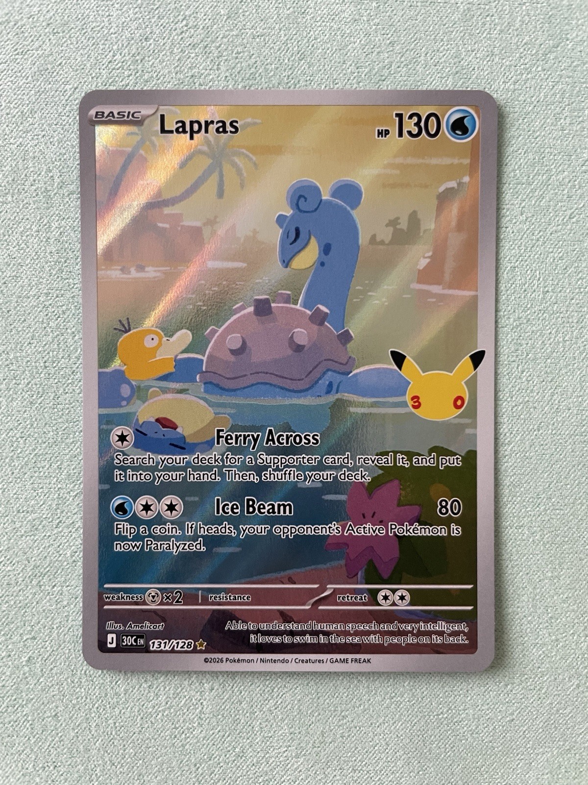 Pokemon TCG | 30th Anniversary | Lapras 131/128 | Illustration Rare Pokemon TCG | 30th Anniversary | Lapras 131/128 | Illustration Rare