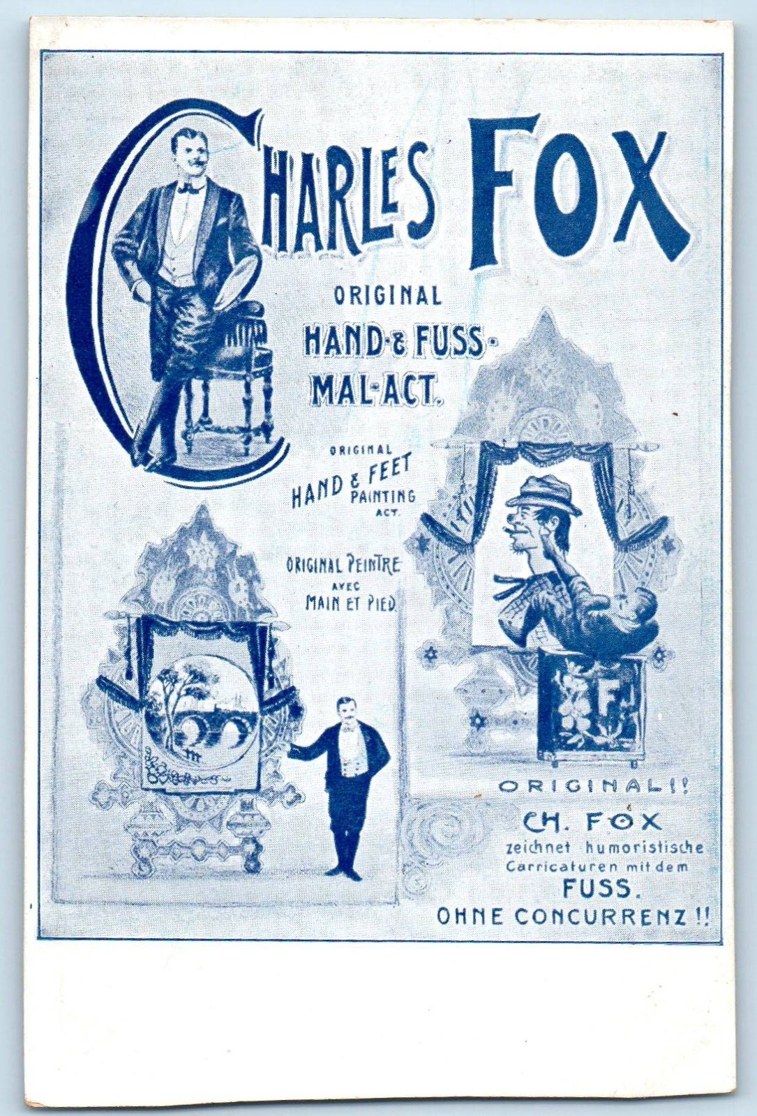c1905 Charles Fox Circus Act Painting Original Hand Fuss Mal Act Postcard c1905 Charles Fox Circus Act Painting Original Hand Fuss Mal Act Postcard