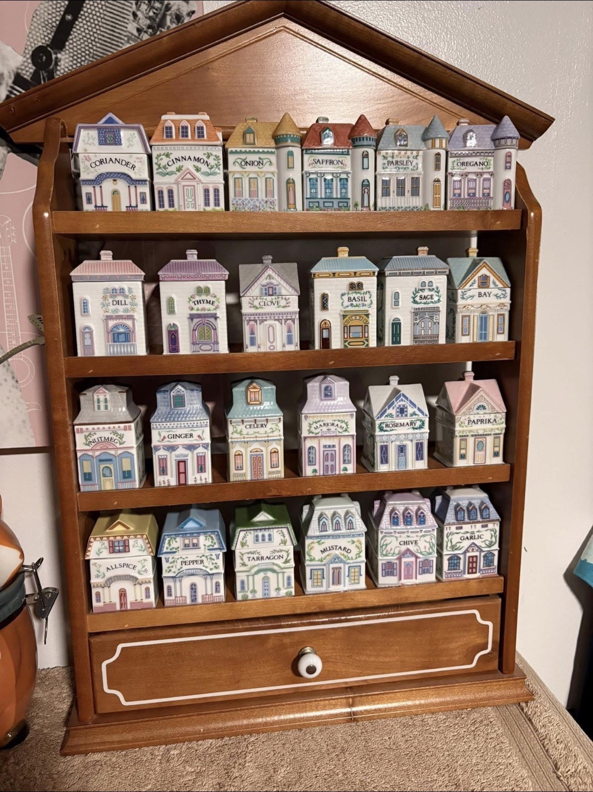 Vintage 1989 Lenox Spice Village COMPLETE 24 Set With Display Rack Shelf Vintage 1989 Lenox Spice Village COMPLETE 24 Set With Display Rack Shelf