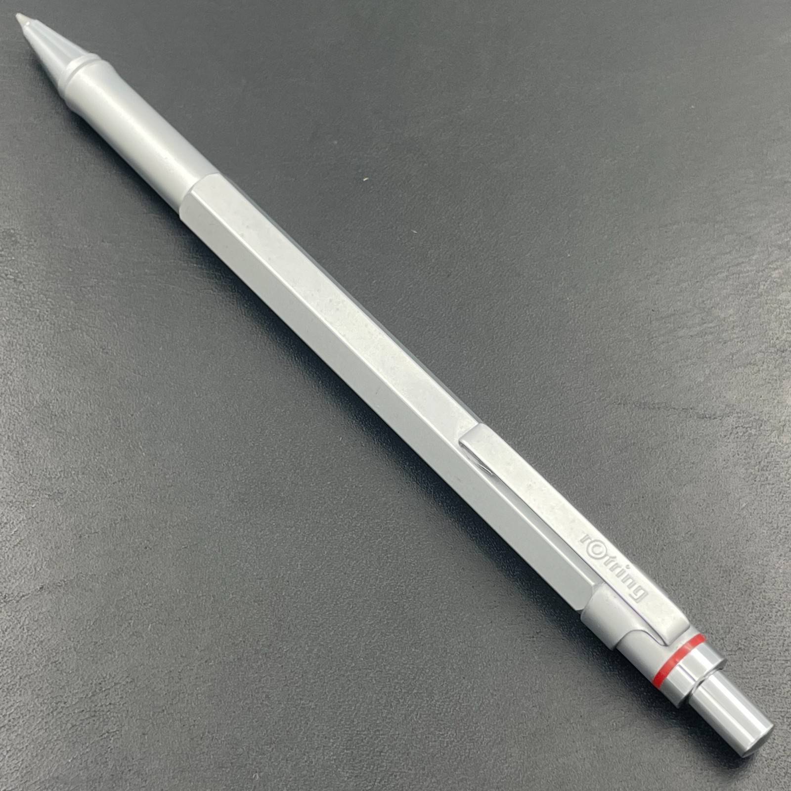 Vintage rOtring Newton Ballpoint Pen Silver Metal Hexagonal Discontinued Vintage
