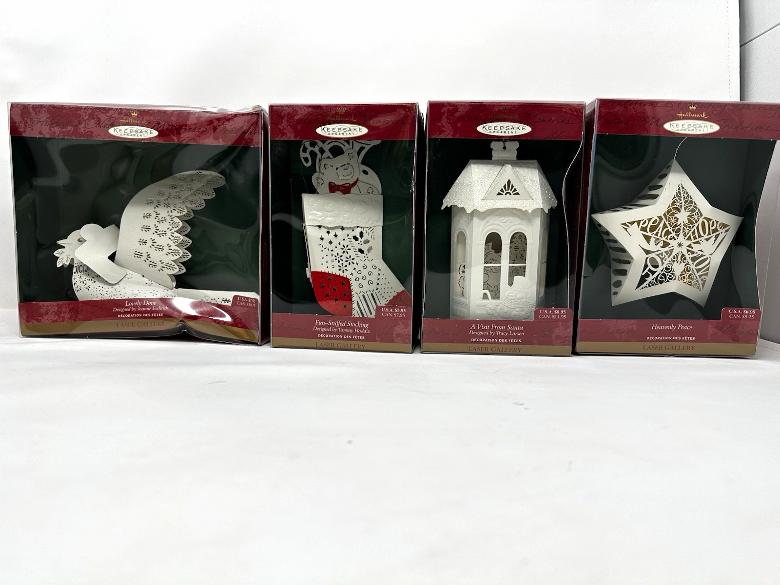 2000 Hallmark Keepsake Laser Gallery Christmas Hanging Ornaments Lot of 4