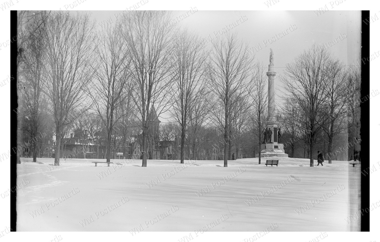 Circa 1870-1910 Monument Column Park Winter Standard Postcard Circa 1870-1910 Monument Column Park Winter Standard Postcard