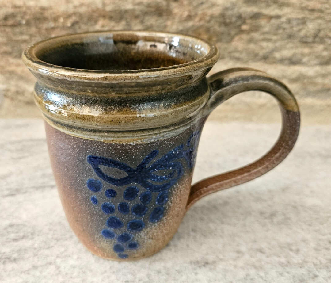 Vintage Cooksburg Pottery Salt Glazed Stoneware Mug Cup Signed \