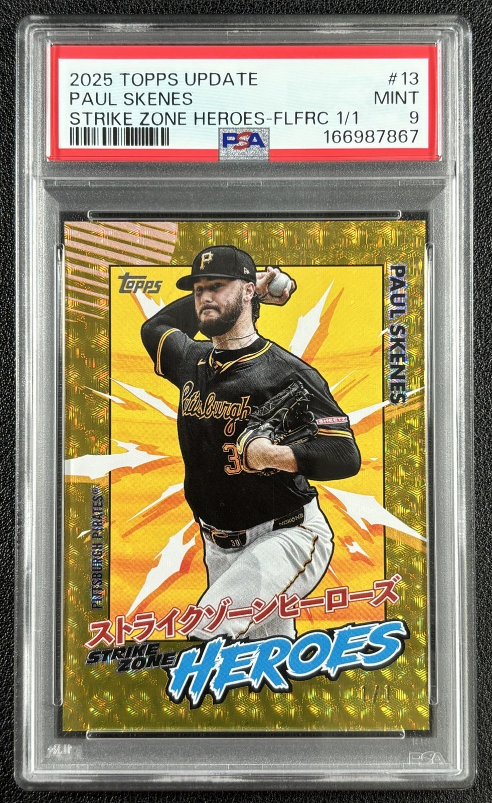 PAUL SKENES PSA 9 2025 TOPPS UPDATE JAPAN ED STRIKE ZONE HEROES FOILFRACTOR 1/1