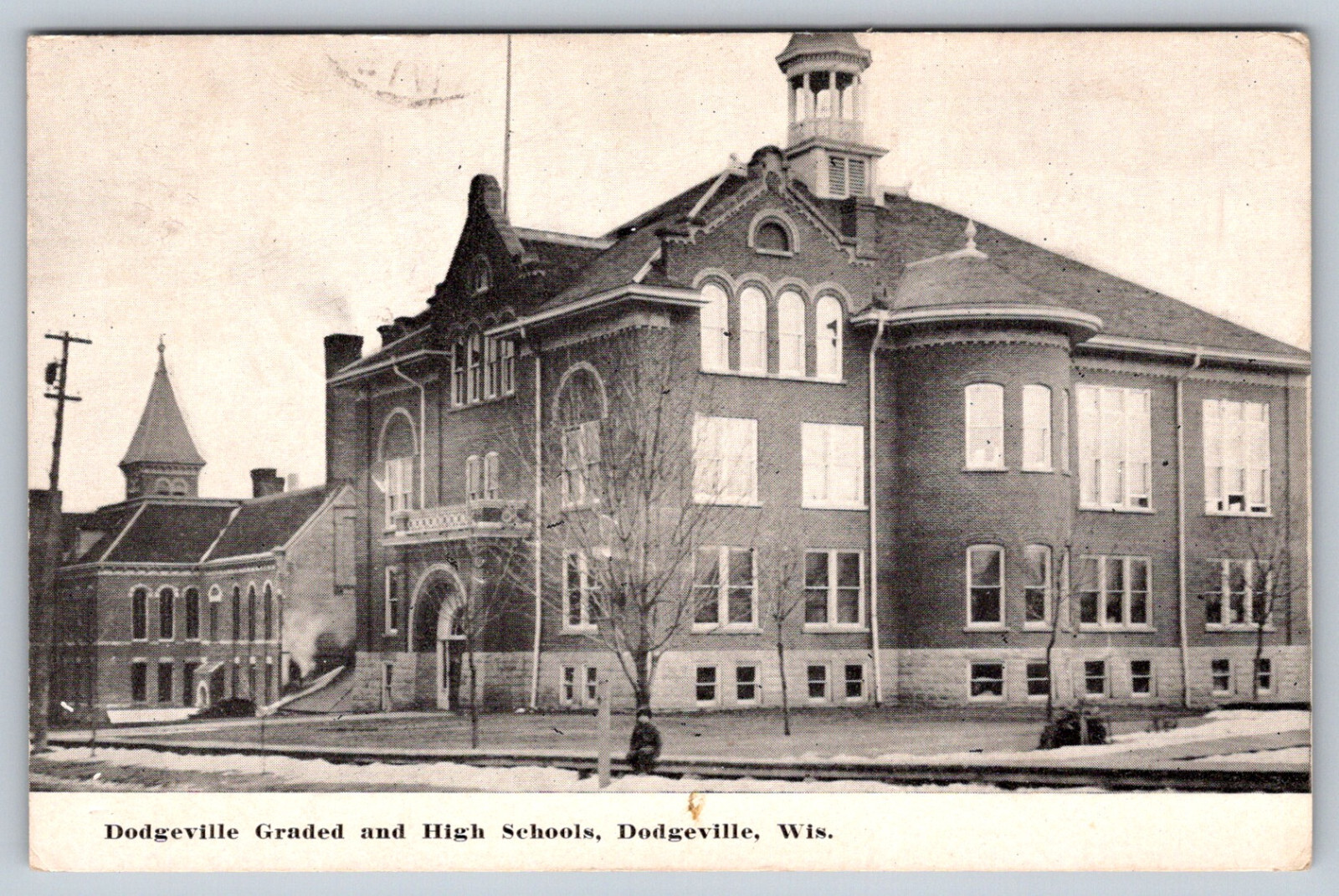 VTG Dodgeville WI Graded High School Postcard Vintage RPPC Postmarked 1911 Stamp