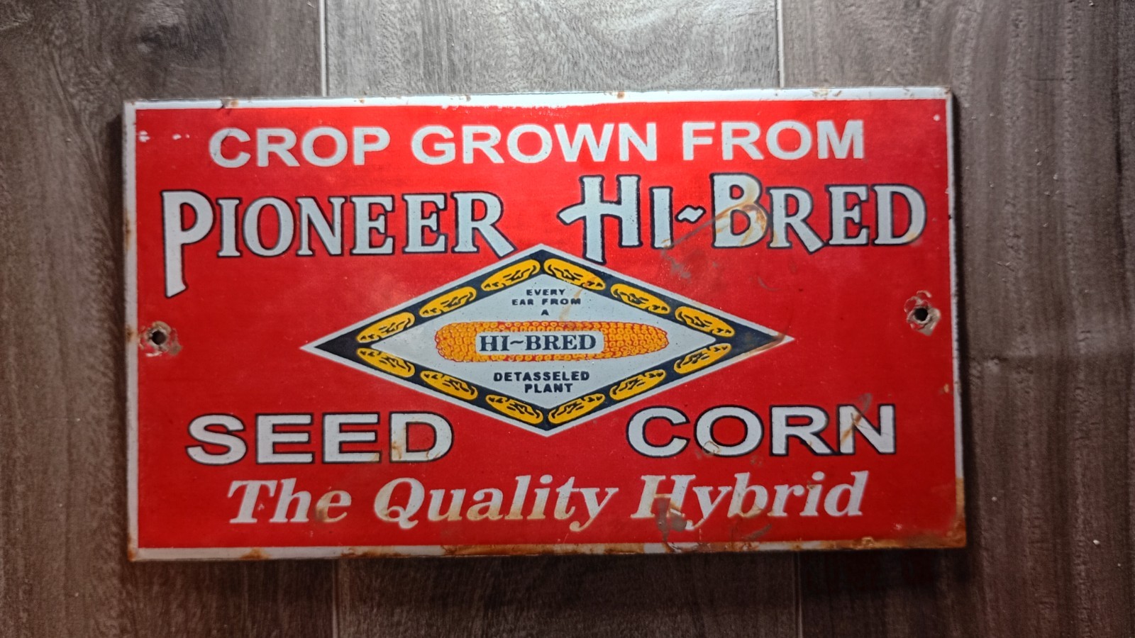 Vintage Pioneer Hi-Bred Seed Corn Porcelain Enamel Sign 9\ Vintage Pioneer Hi-Bred Seed Corn Porcelain Enamel Sign 9\