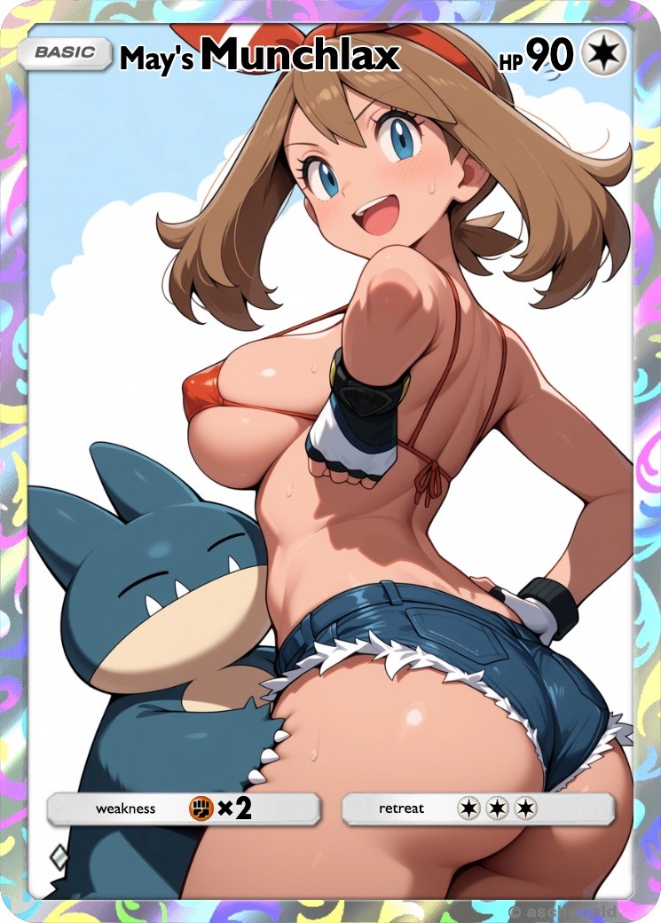 Custom Waifu Full Art Card - May Fan Art - Anime Girl - Holofoil