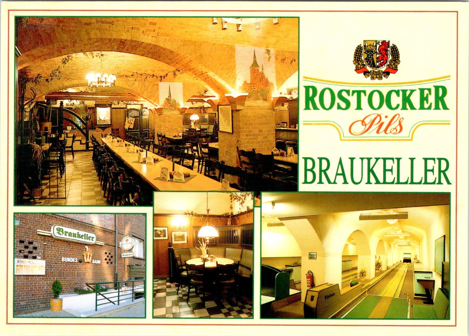 Rostock, Germany ROSTOCKER BRAUKELLER Beer Pub, Pils & Bowling Lane 4X6 Postcard Rostock, Germany ROSTOCKER BRAUKELLER Beer Pub, Pils & Bowling Lane 4X6 Postcard
