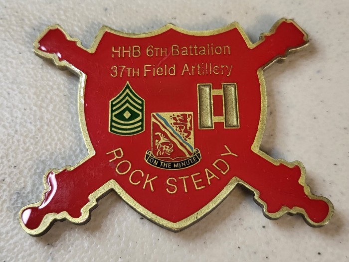 US Army 2nd Infantry Division 37th Field Artillery Patch-Shaped Challenge Coin US Army 2nd Infantry Division 37th Field Artillery Patch-Shaped Challenge Coin