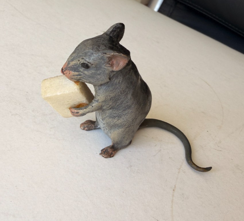 Cold Painted EARLY 20th century VIENNA BRONZE MOUSE w/ SUGAR CUBE Cold Painted EARLY 20th century VIENNA BRONZE MOUSE w/ SUGAR CUBE