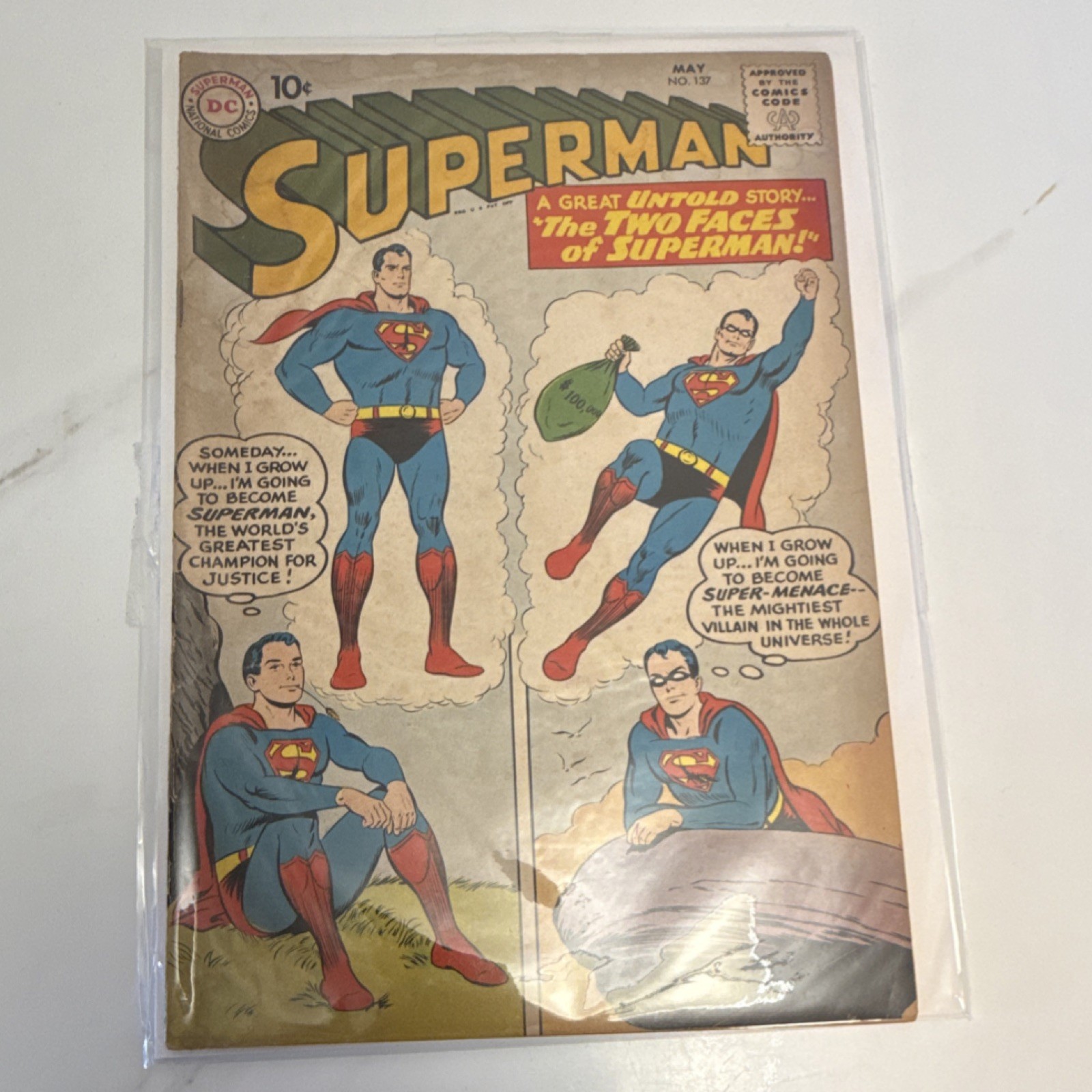 DC Comics Superman #137 – Silver Age Boarded – The Two Faces of Superman DC Comics Superman #137 – Silver Age Boarded – The Two Faces of Superman