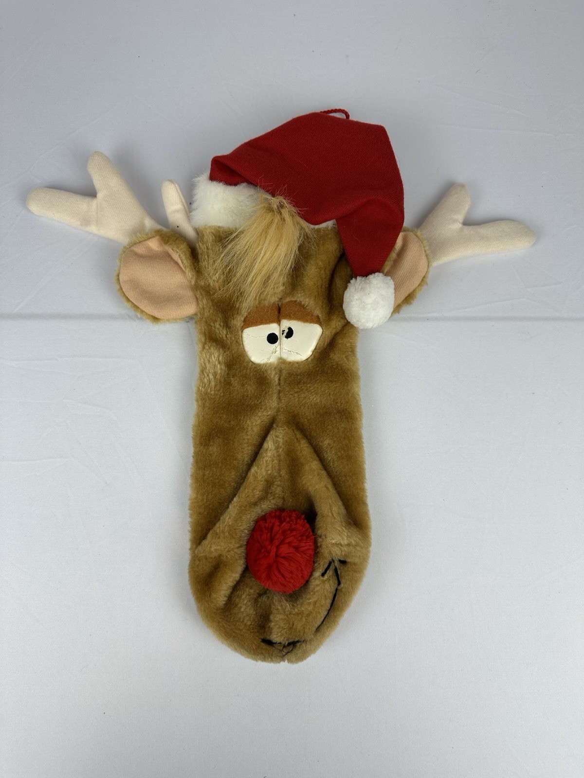 Vintage 1980s Carousel By Guy Reindeer Rudolph Christmas Stocking 