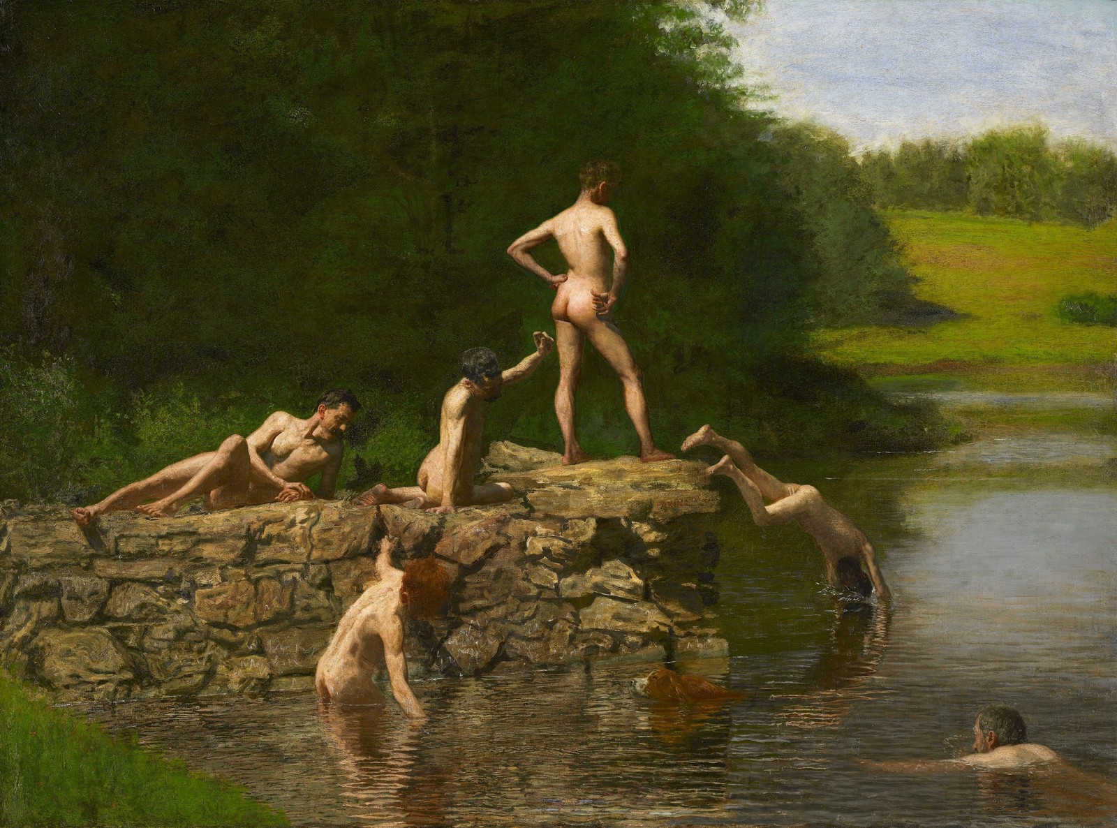 Thomas Eakins Swimming Hole 1885 Vintage Art Photo Reprint Wall Art