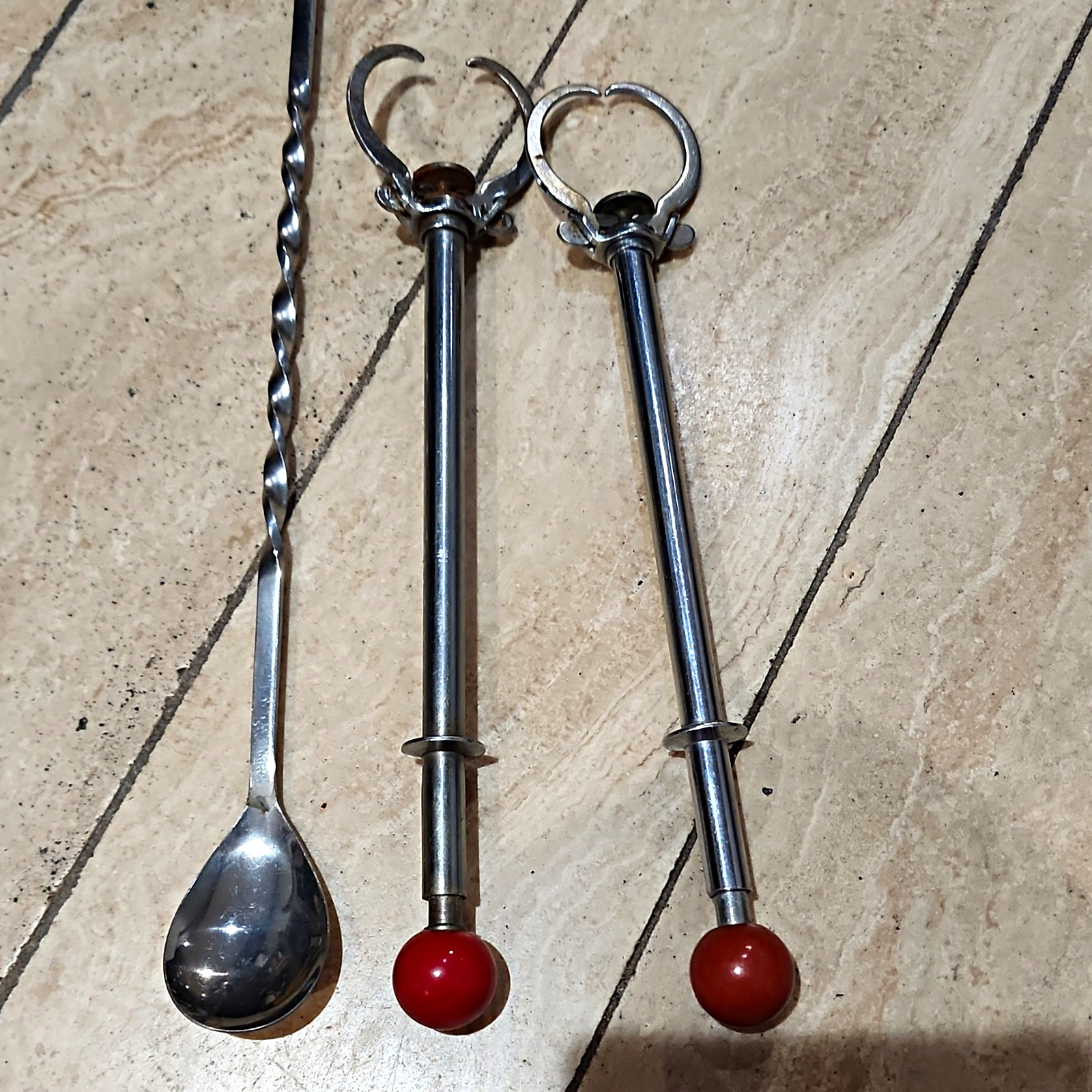 Vintage Mid Century Modern Cocktail Bar Tool Lot, 2 Spring Mechanical Claw Tong Vintage Mid Century Modern Cocktail Bar Tool Lot, 2 Spring Mechanical Claw Tong