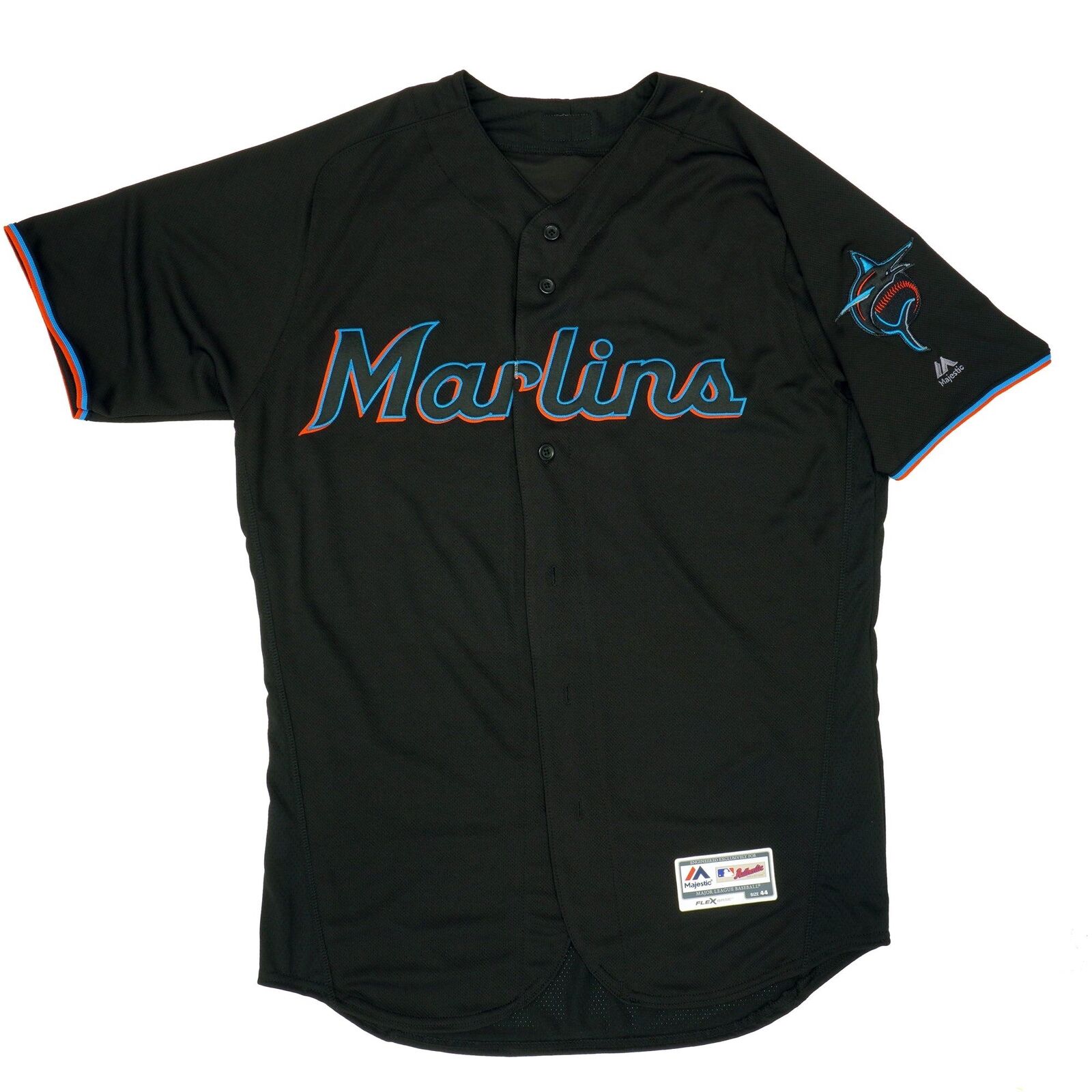 Mens MLB Miami Marlins Authentic On Field Flex Base Jersey - Black Alternate