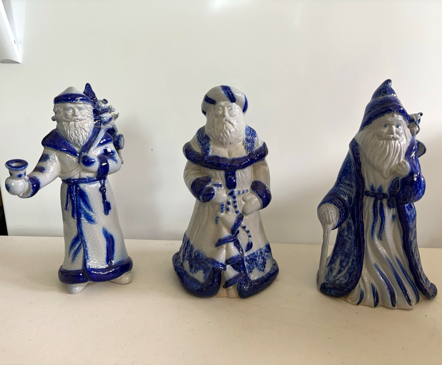 Eldreth pottery hand crafted, salt glazed stoneware Santa Figurines Eldreth pottery hand crafted, salt glazed stoneware Santa Figurines