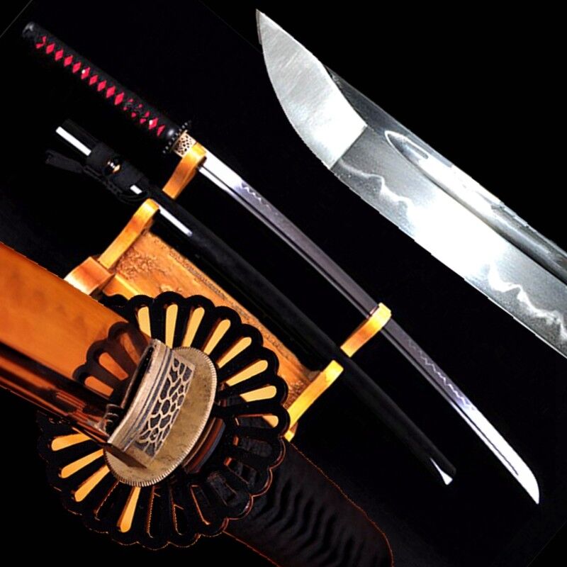 1095 Steel w Clay Tempered Japanese Samurai Sword Katana Sharp Full Tang #2476