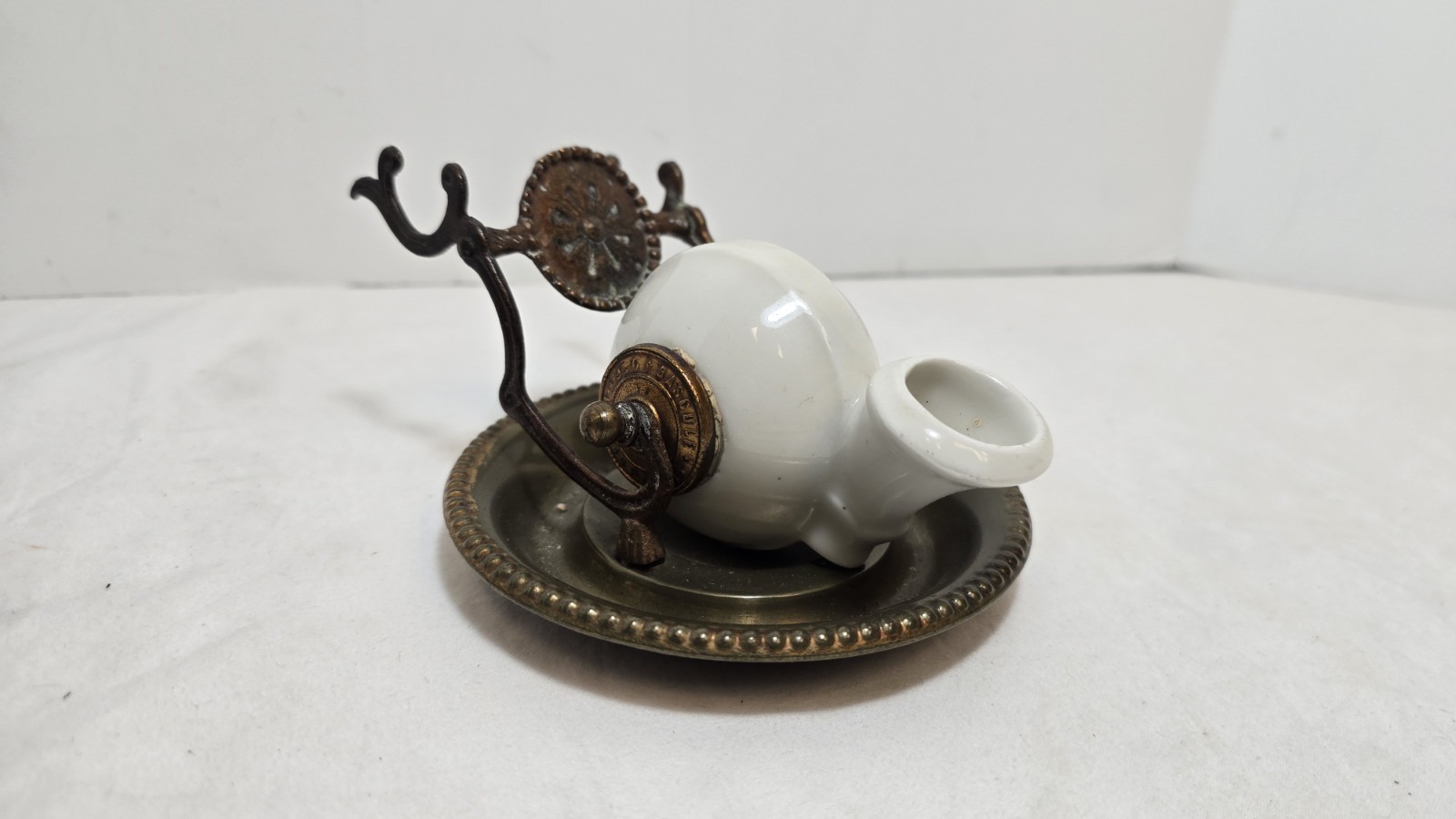 Antique J.L. Bascule Endriers Bonze Porcelain Inkwell Ca. 1890s - RARE Antique J.L. Bascule Endriers Bonze Porcelain Inkwell Ca. 1890s - RARE