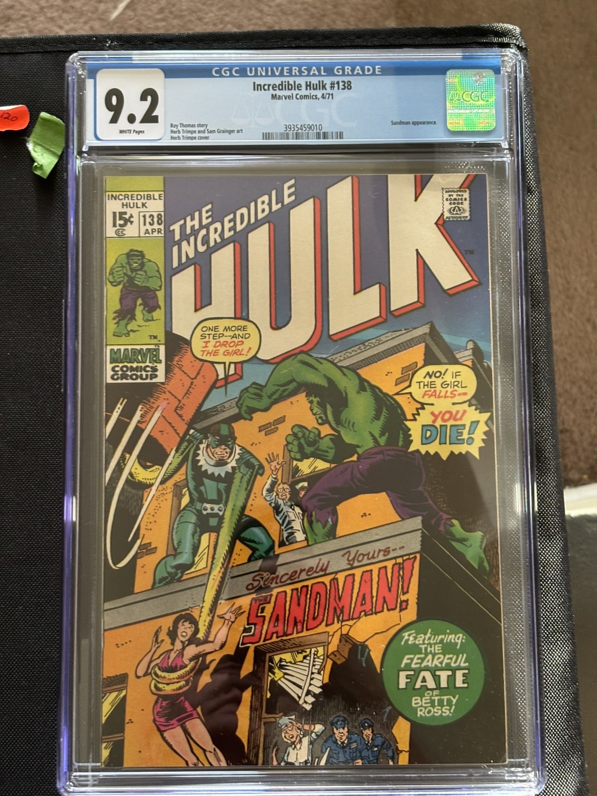 Incredible Hulk #138 CGC 9.2 white sandman Incredible Hulk #138 CGC 9.2 white sandman
