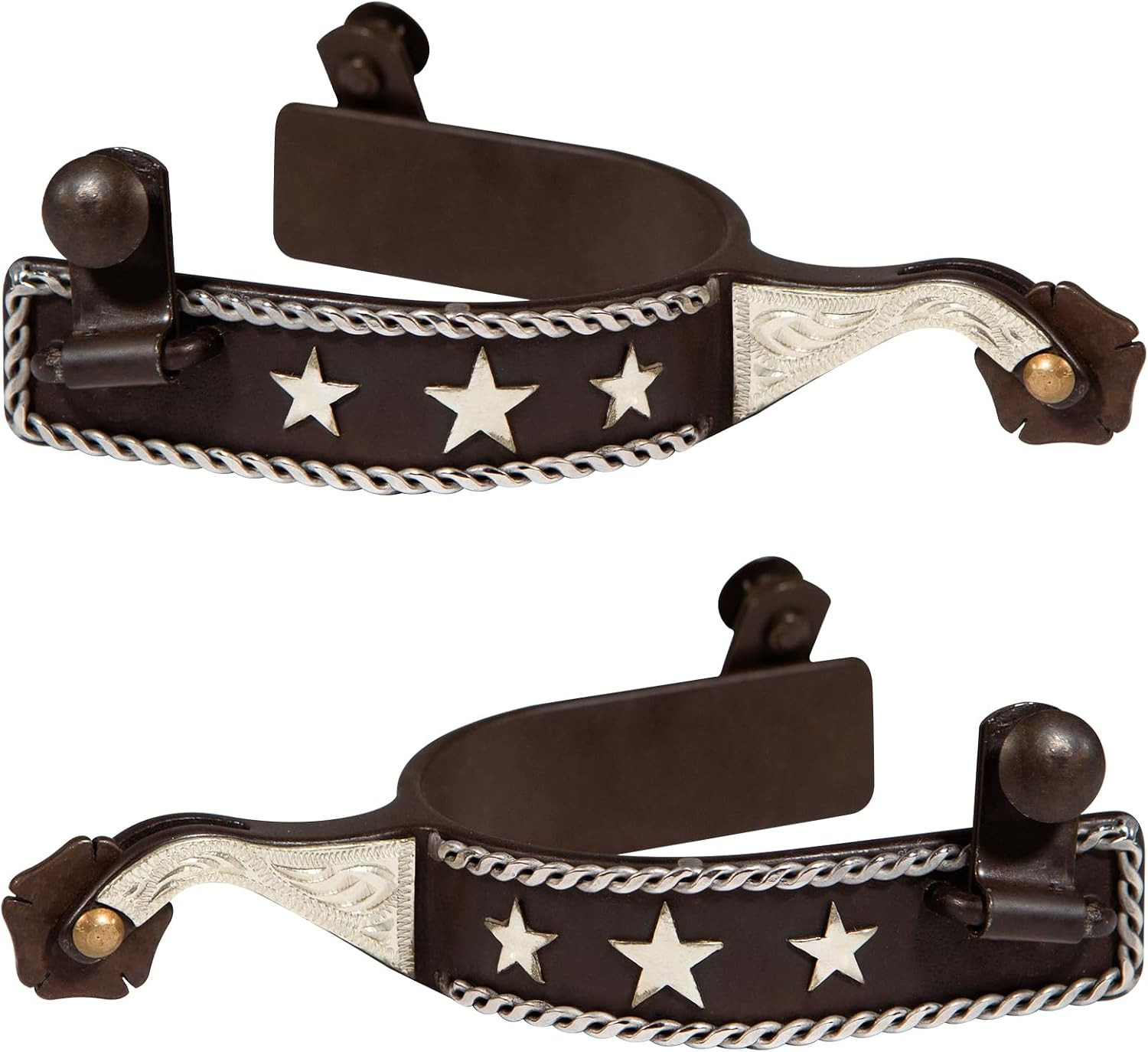 Western Cowboy Spurs, 1 Pair Horse Boot Spurs with Rowels, Antique Hand-Carved f