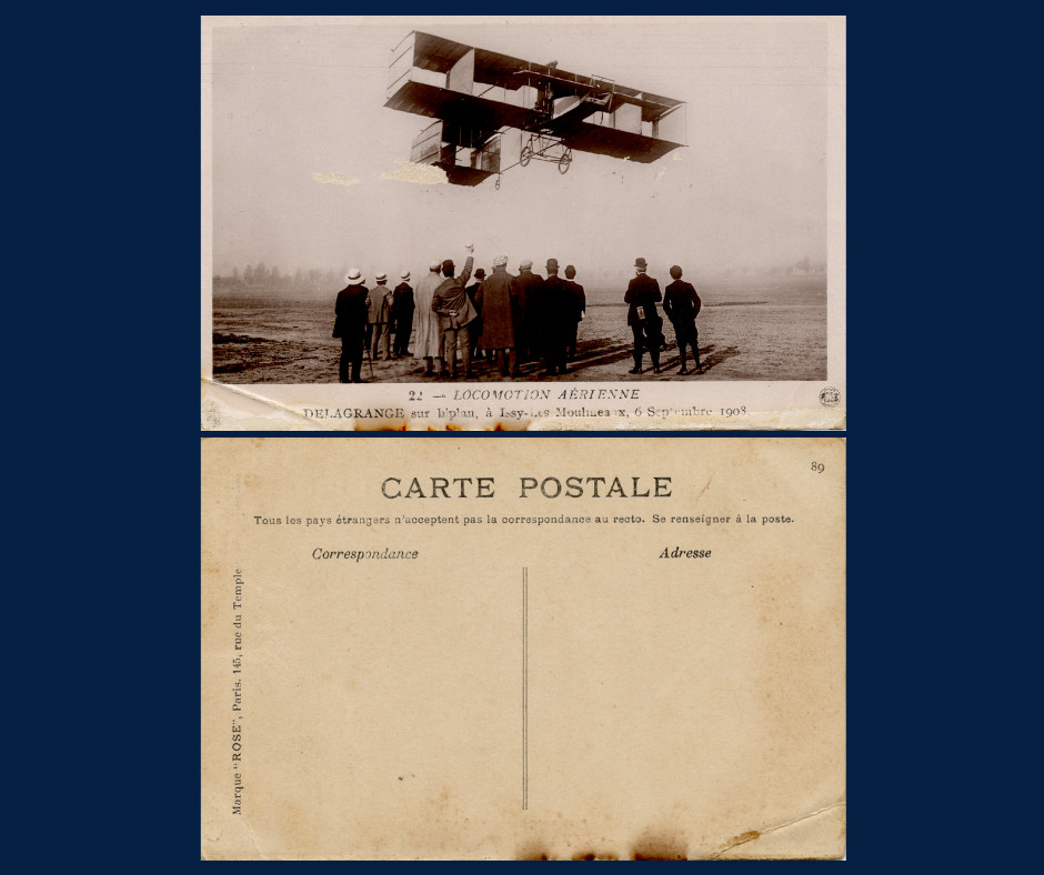1908 Léon Delagrange Real Photo Postcard; Verified Distance & Endurance Record 