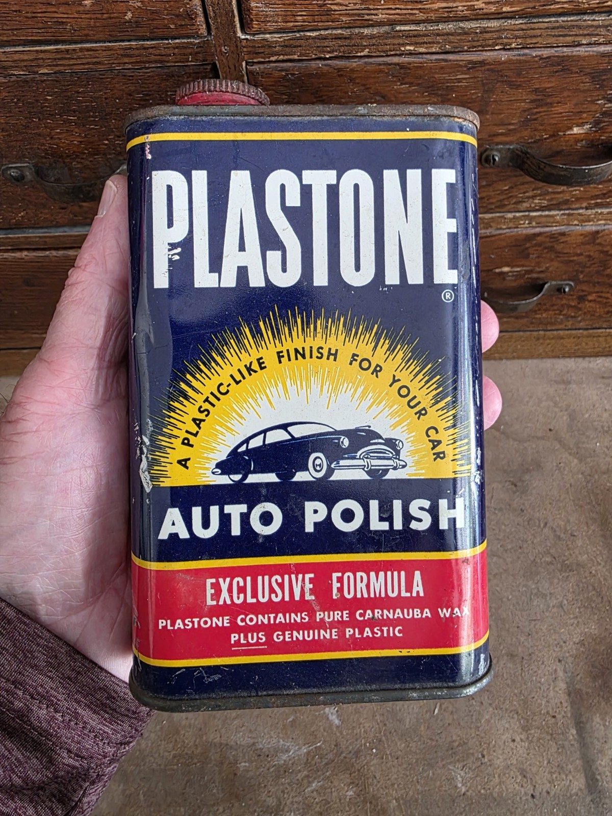 π₯ Vintage PLASTONE Auto Polish 1940s Tin π₯ Vintage PLASTONE Auto Polish 1940s Tin
