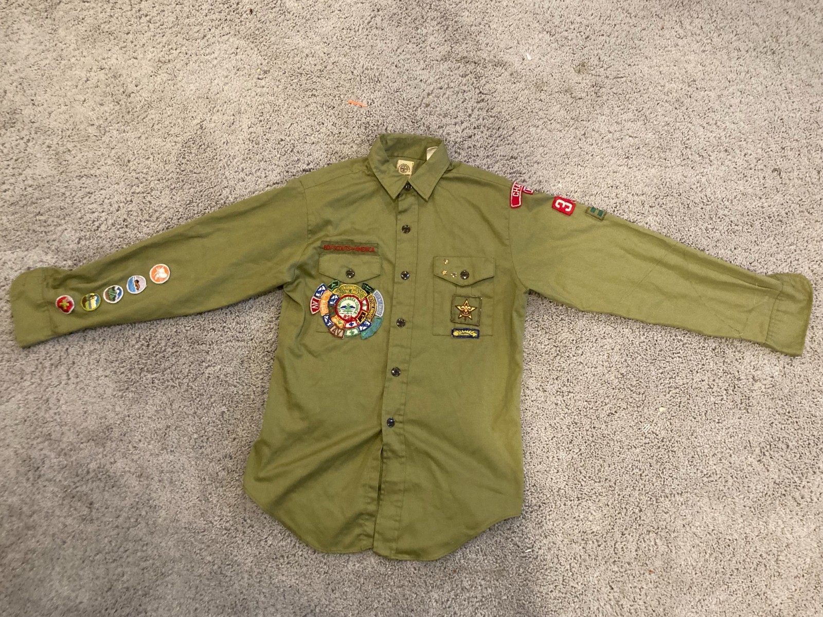 Vintage BSA Boy Scout Olive Green Grand Canyon Council Uniform Shirt
