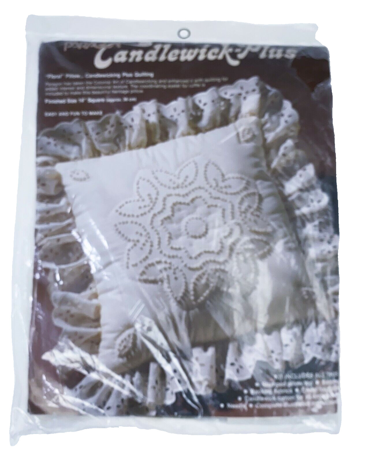Paragon Candlewick Plus Quilting Floral 14” Square Pillow Craft Kit Vtg 1982 Paragon Candlewick Plus Quilting Floral 14” Square Pillow Craft Kit Vtg 1982