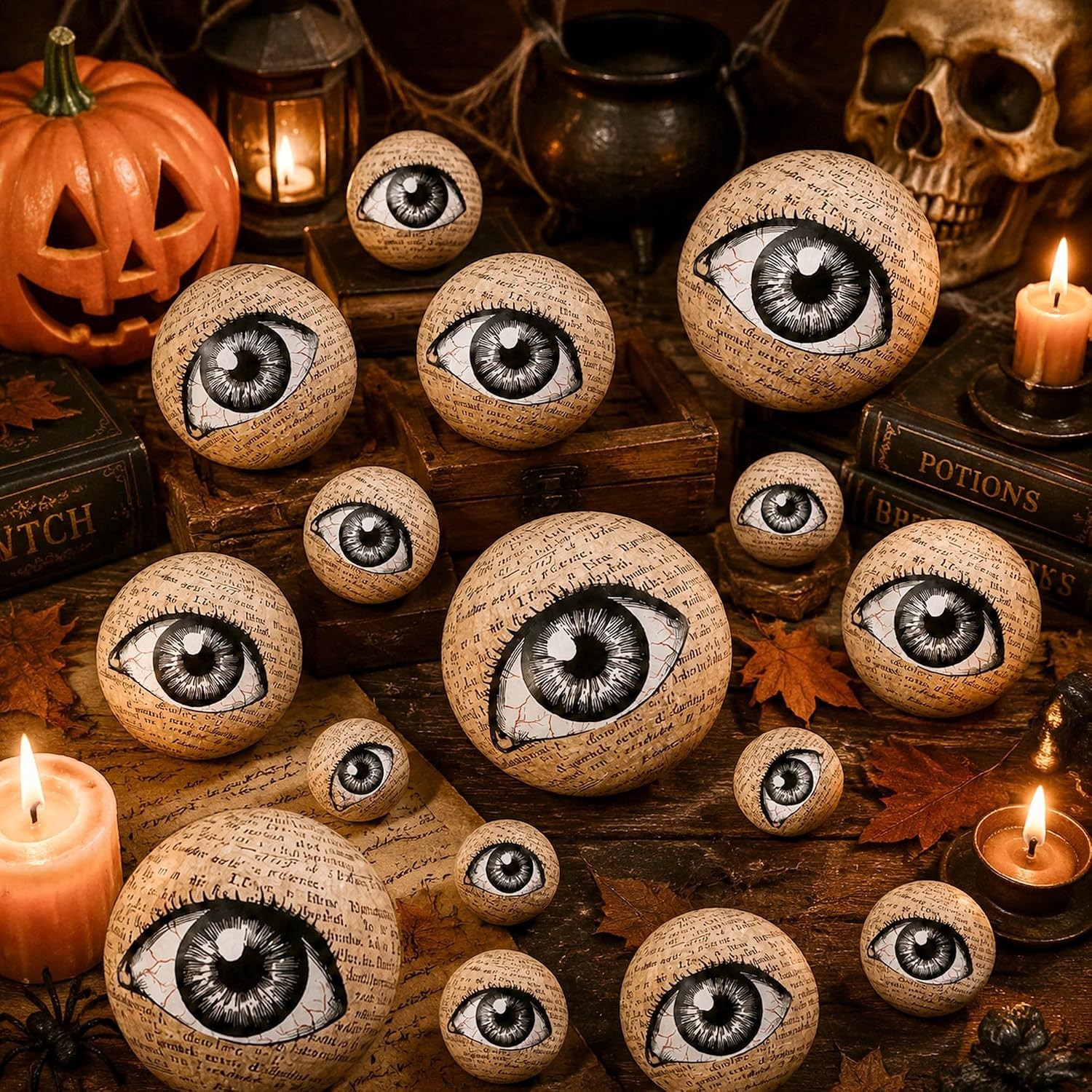 16 Pcs Halloween Eyeballs Orbs, 4 Size Realistic Scary Eyeballs | Vintage Foam E 16 Pcs Halloween Eyeballs Orbs, 4 Size Realistic Scary Eyeballs | Vintage Foam E
