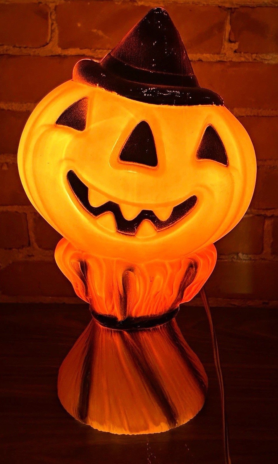 Empire Vintage Halloween Haystack Jack-O-Lantern Pumpkin Table Lamp Light 1969