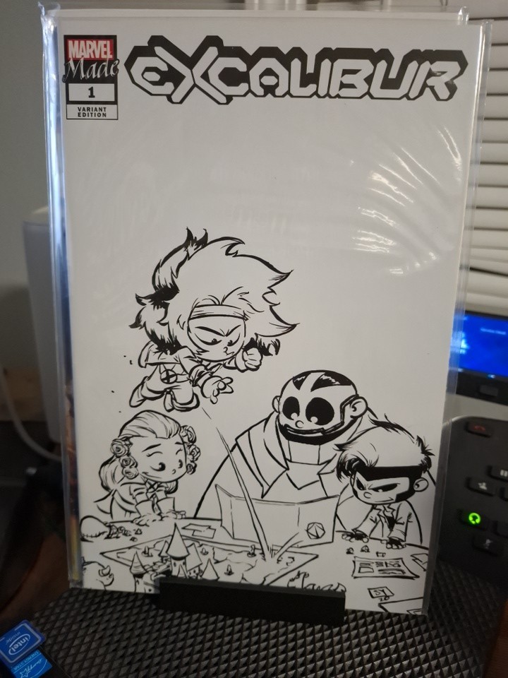 Excalibur #1 Exclusive Marvel Made Variant Skottie Young Black & White Excalibur #1 Exclusive Marvel Made Variant Skottie Young Black & White