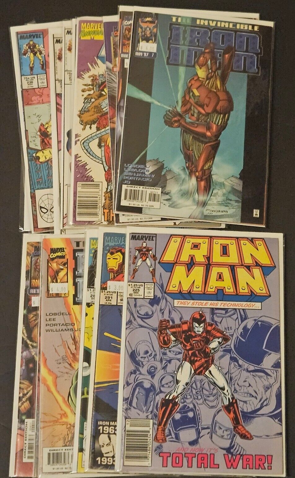 Iron Man Lot of 16 Comics Marvel Key War Machine, Jim Lee, Armor Wars