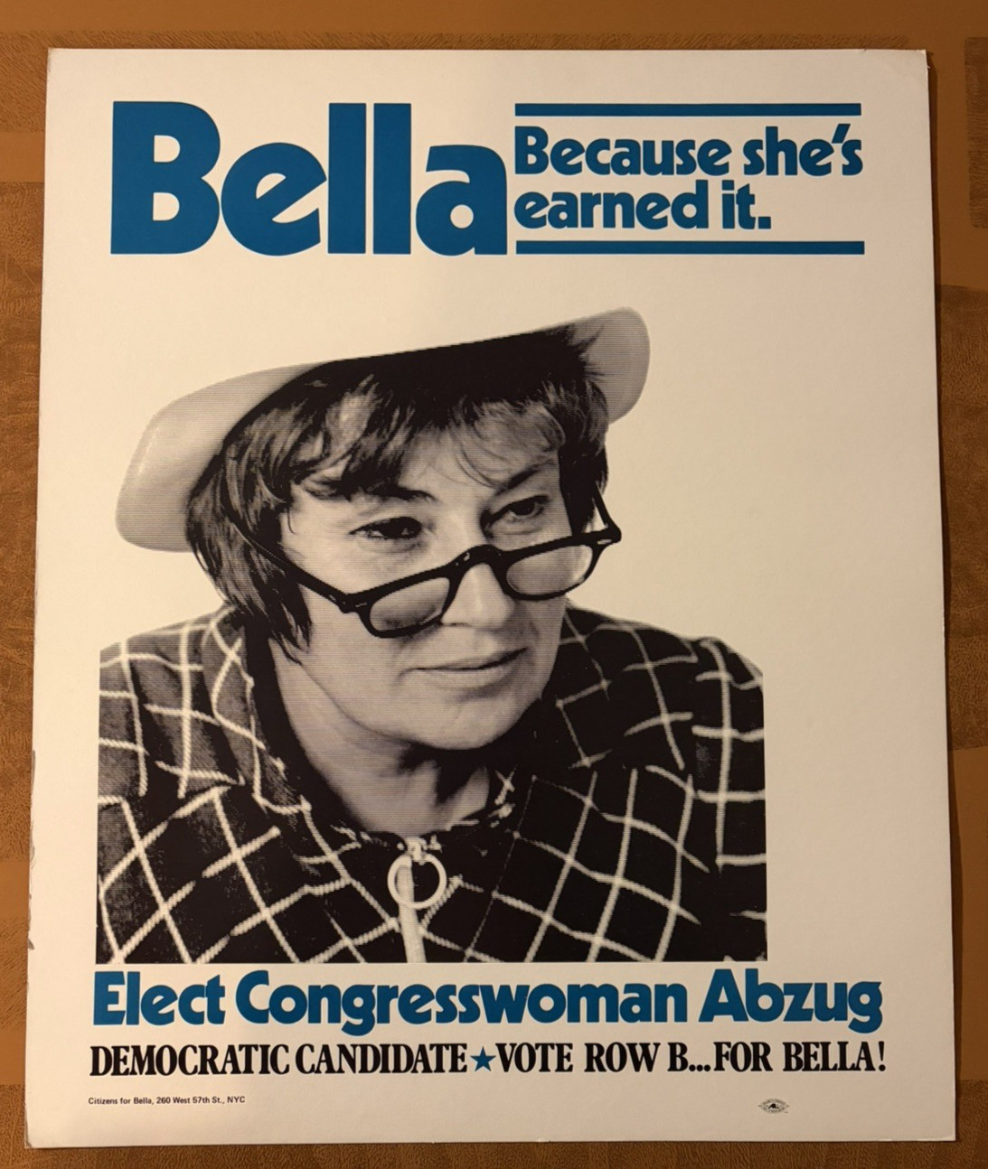 VTG ORIGINAL 1970s BELLA ABZUG CONGRESS CAMPAIGN POSTER FEMINIST LGBQ ICON NYC VTG ORIGINAL 1970s BELLA ABZUG CONGRESS CAMPAIGN POSTER FEMINIST LGBQ ICON NYC