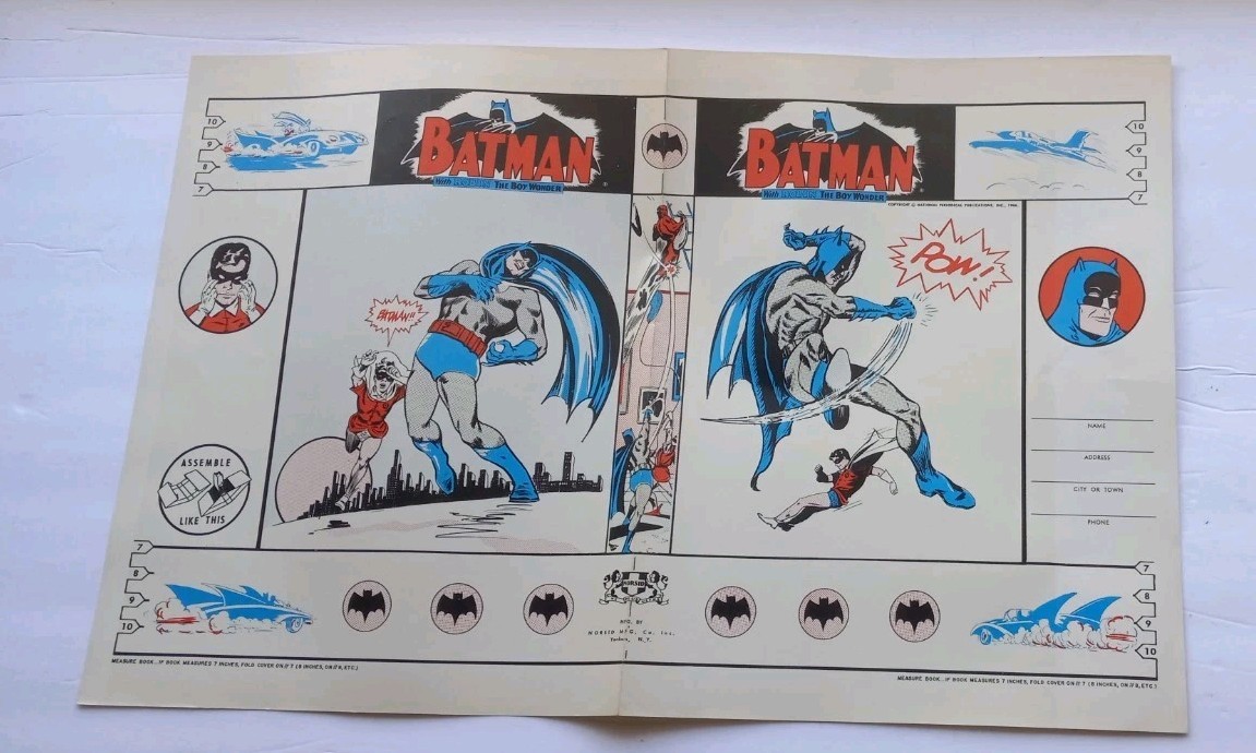 RARE 1966 BATMAN & ROBIN SCHOOL BOOK COVER - MINT CONDITION RARE 1966 BATMAN & ROBIN SCHOOL BOOK COVER - MINT CONDITION