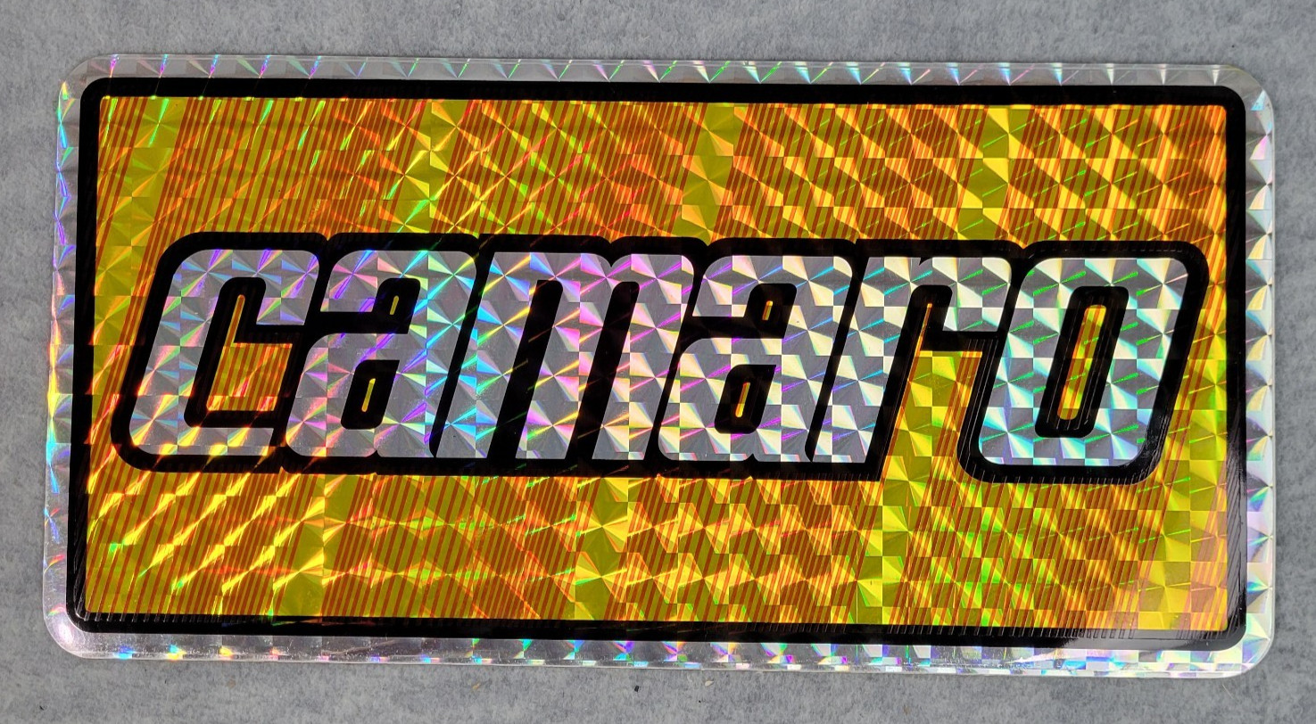 Vintage Chevy Camaro License Plate Sticker Prismatic NEW Vintage Chevy Camaro License Plate Sticker Prismatic NEW