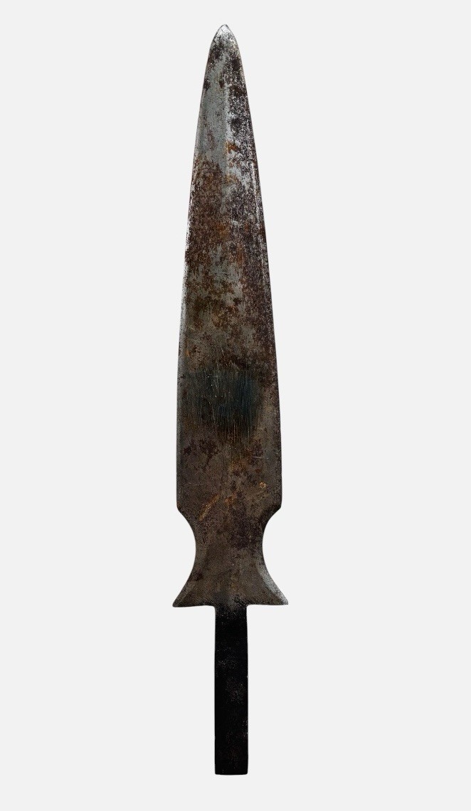Antique Hand Forged Iron Spear Head 13.5 Inch Leaf Blade Sharp Tribal Hunting