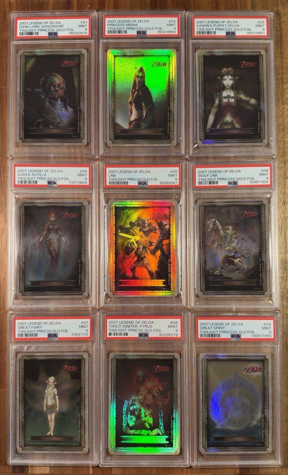 2007 Legend of Zelda Twilight Princess Enterplay FULL Gold Foil SET ALL PSA 9