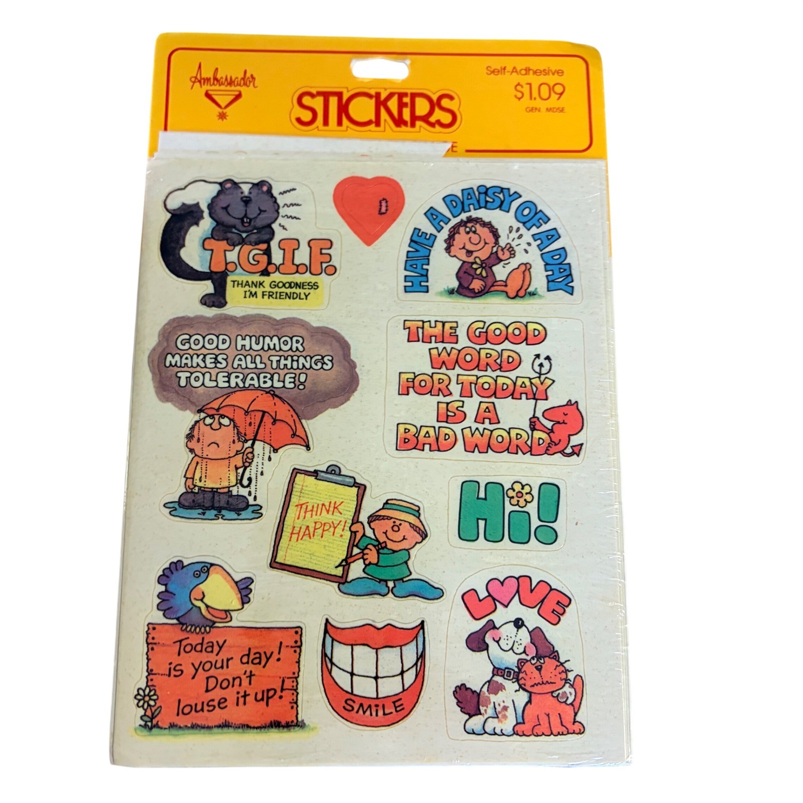 Vintage Ambassador Stickers Sheet Retro 80s TGIF Funny Sayings Self-Adhesive Vintage Ambassador Stickers Sheet Retro 80s TGIF Funny Sayings Self-Adhesive