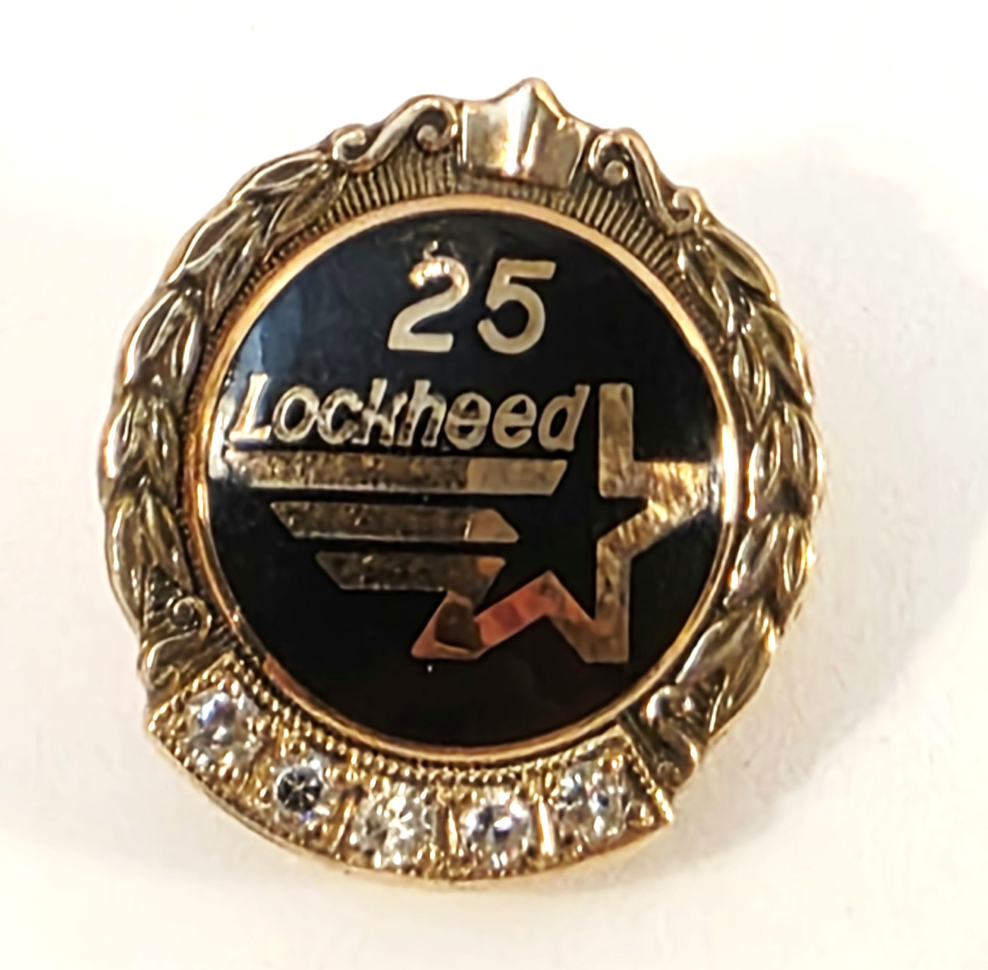 Vintage 10K Gold & Diamond Lockheed 25 Year Employee Service Award Pin Vintage 10K Gold & Diamond Lockheed 25 Year Employee Service Award Pin