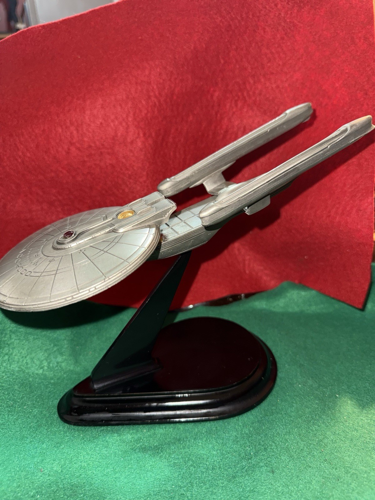 Star Trek USS Excelsior NCC-2000 Franklin Mint Pewter Ship Replica with Stand Star Trek USS Excelsior NCC-2000 Franklin Mint Pewter Ship Replica with Stand