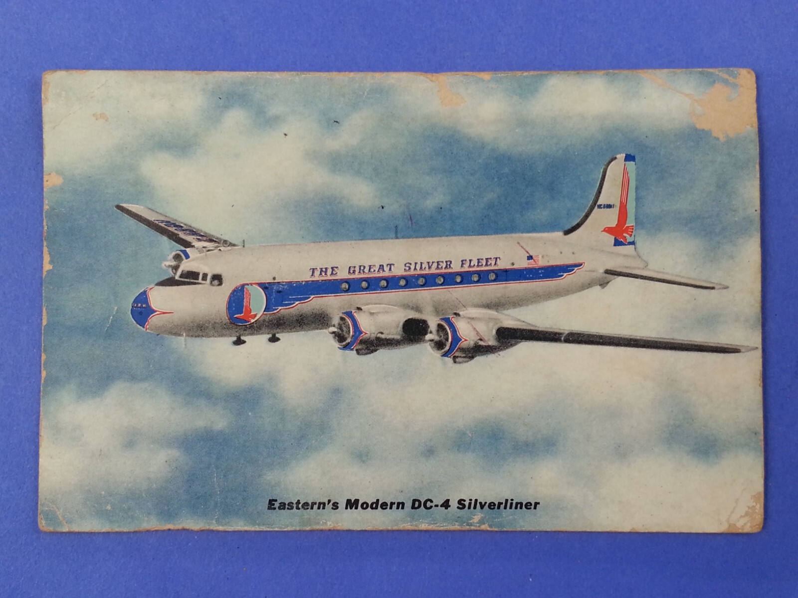 Vintage Easterns Modern DC-4 Silverliner Great Silver Fleet Airplane Postcard