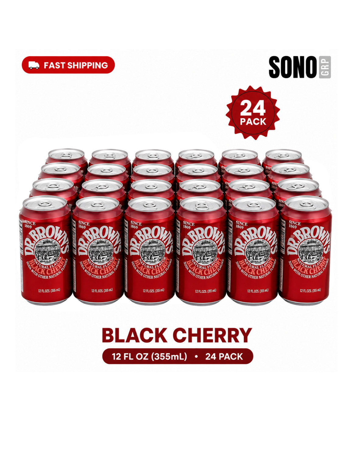 Dr. Brown's Black Cherry Soda , 12 Fl Oz (Pack of 24) Dr. Brown's Black Cherry Soda , 12 Fl Oz (Pack of 24)